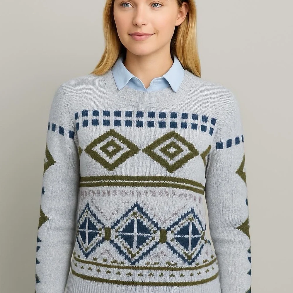 J. Crew | Wool/Mohair Blend Fairisle/Aztec Crewneck Sweater, Size S